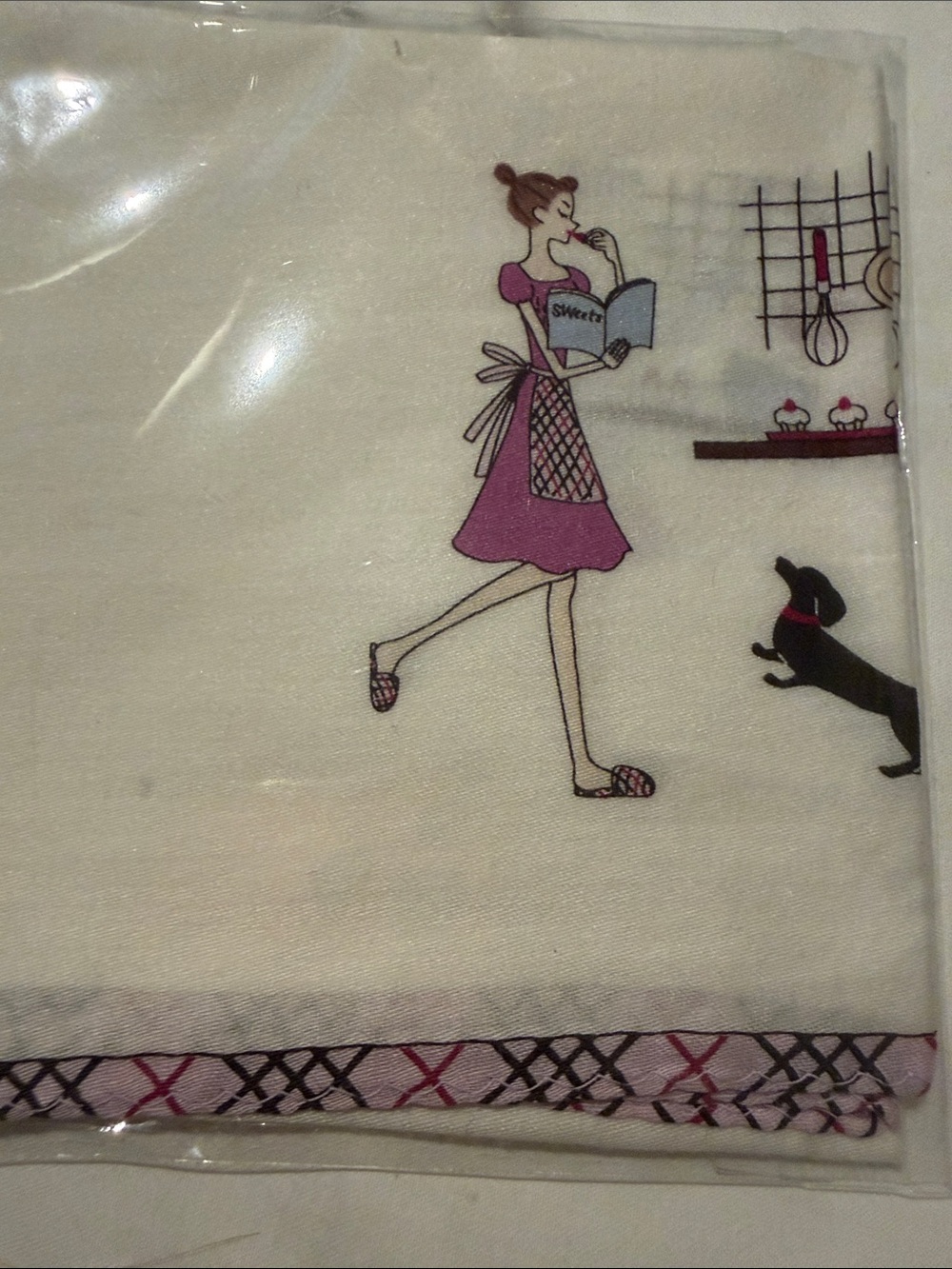 Burberry Cream Silk Scarf with Pink & Black Print - Picture 5 of 6
